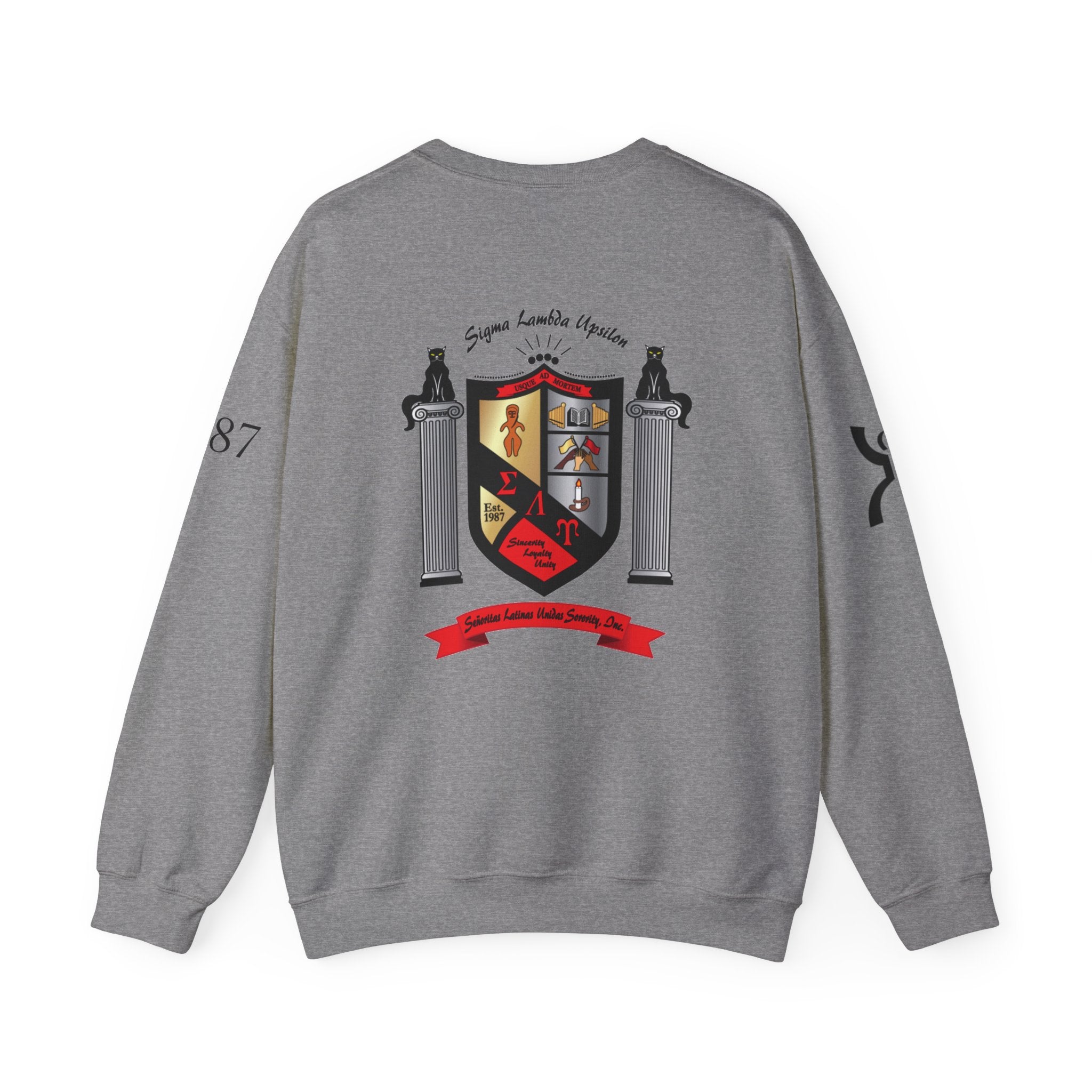 Sigma Lambda Upsilon Crest Sweatshirt | Greek Letters 1987 Fraternity Apparel