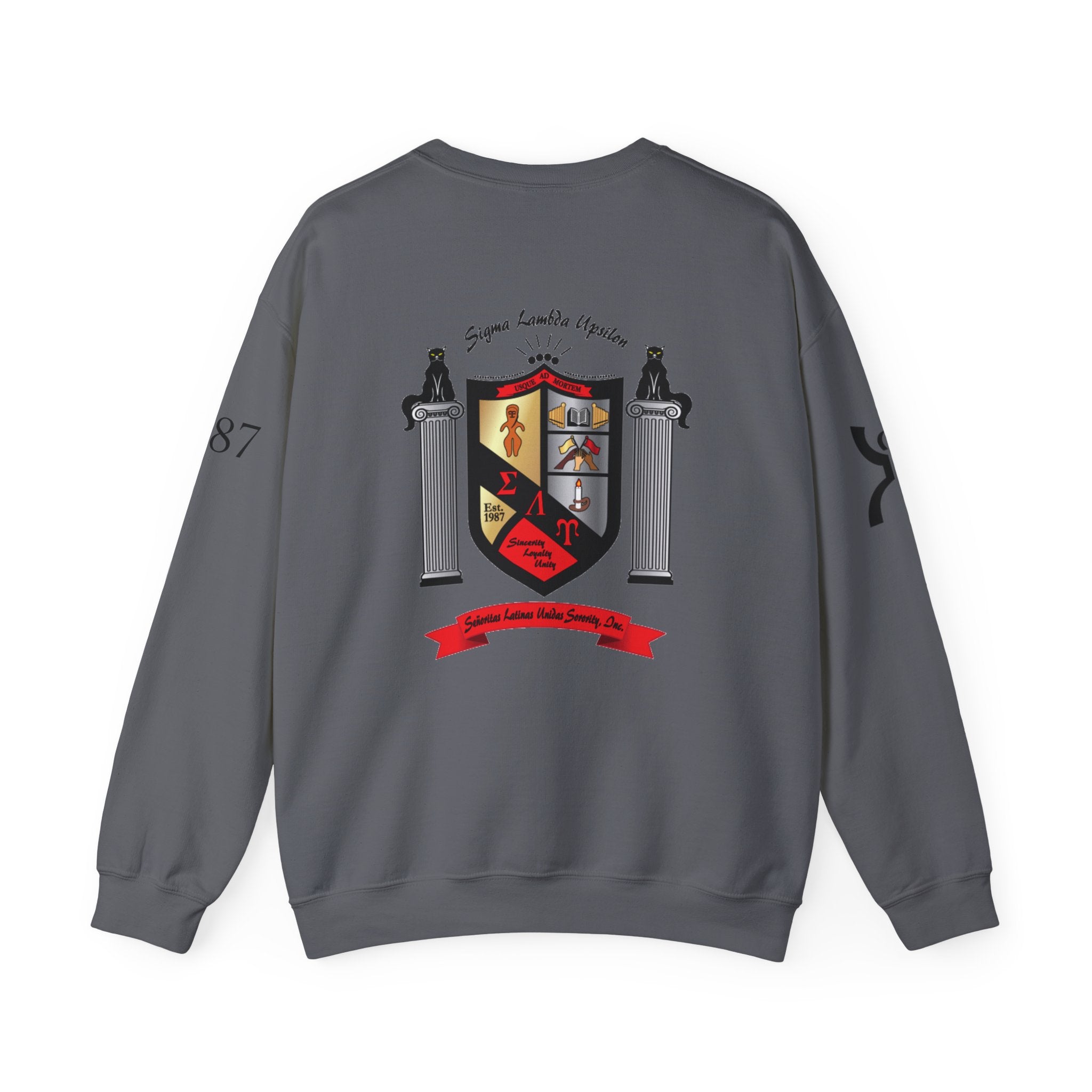 Sigma Lambda Upsilon Crest Sweatshirt | Greek Letters 1987 Fraternity Apparel