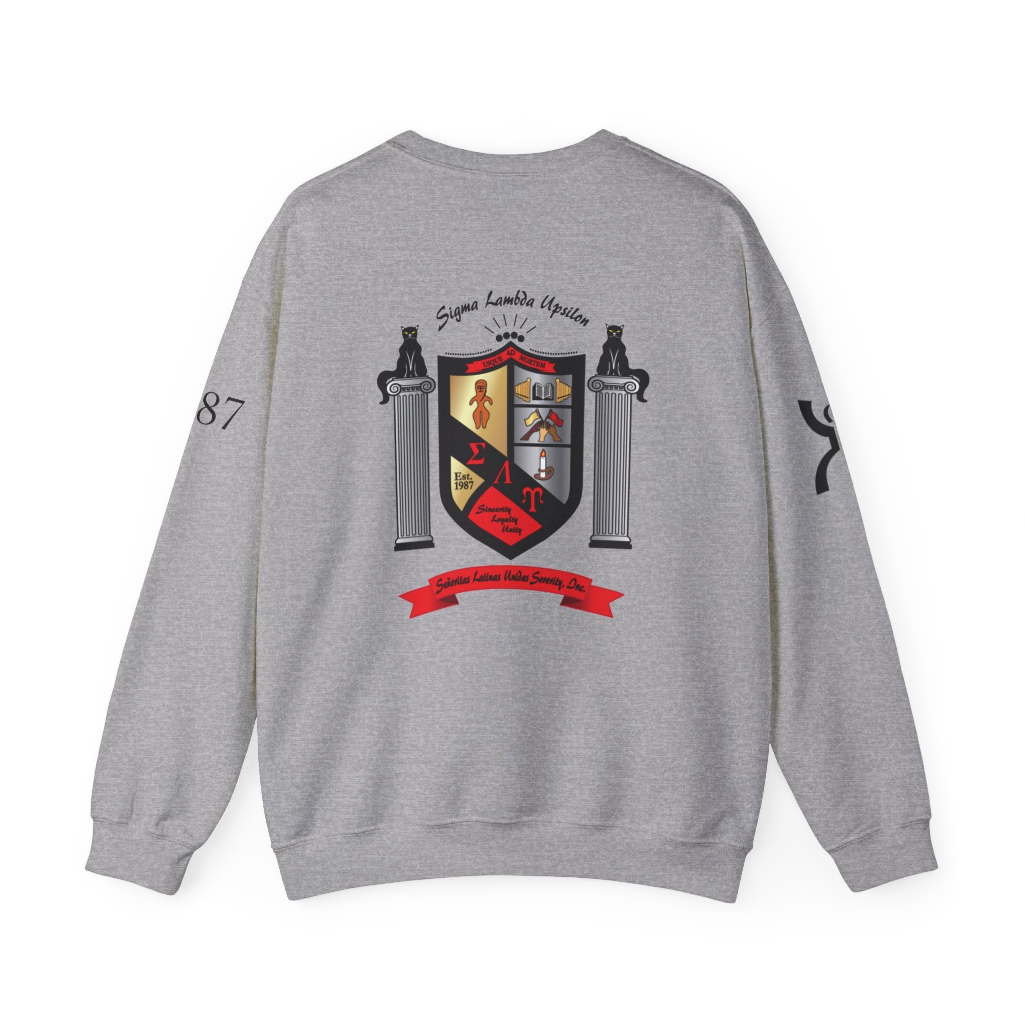 Sigma Lambda Upsilon Crest Sweatshirt | Greek Letters 1987 Fraternity Apparel